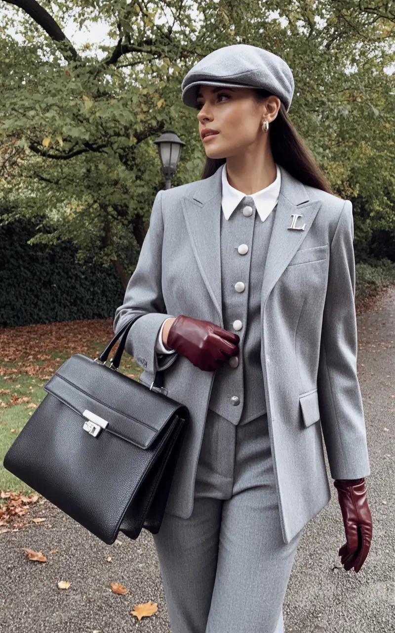 winter office outfits Gray Power Suit with a Twist