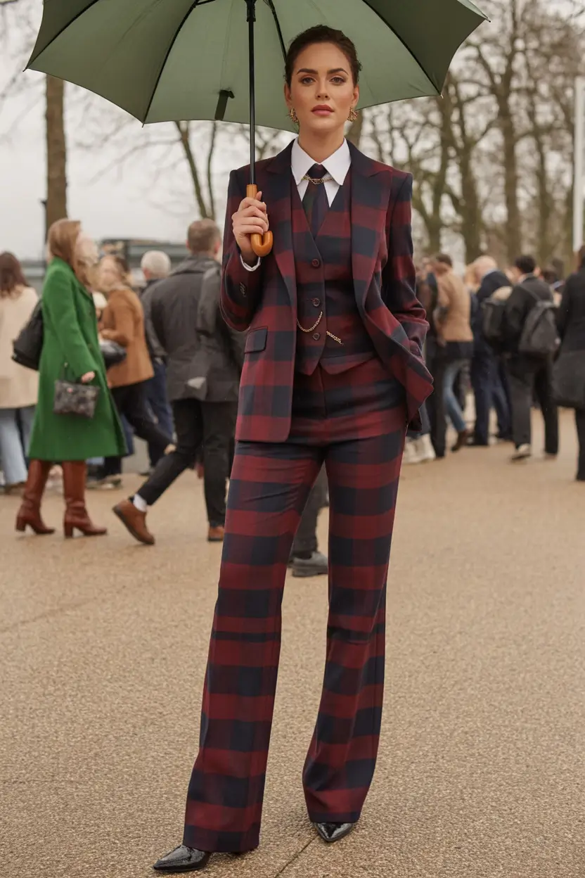 winter office outfits Bold Checks for Confident Women