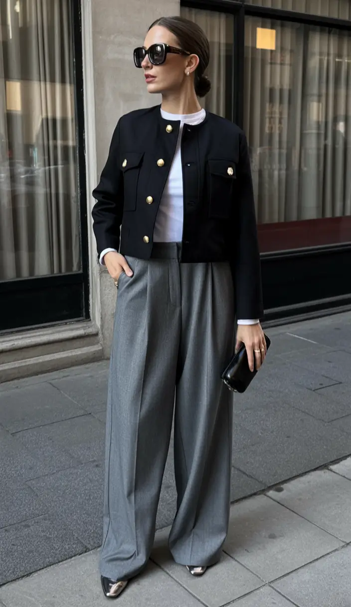winter office outfits Chic Military-Inspired Elegance