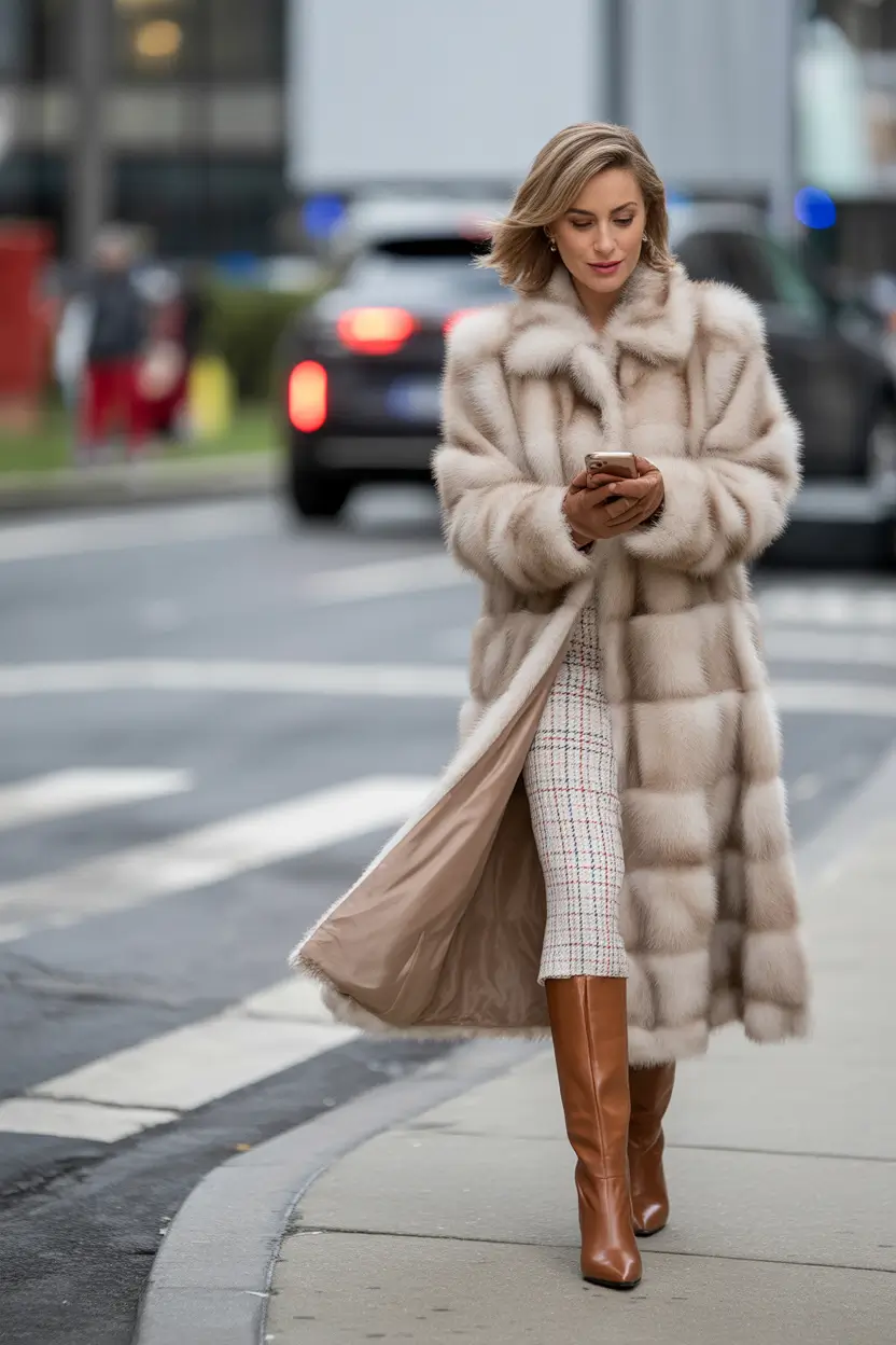 winter outfit inspo Longline Luxe in Neutral Fur