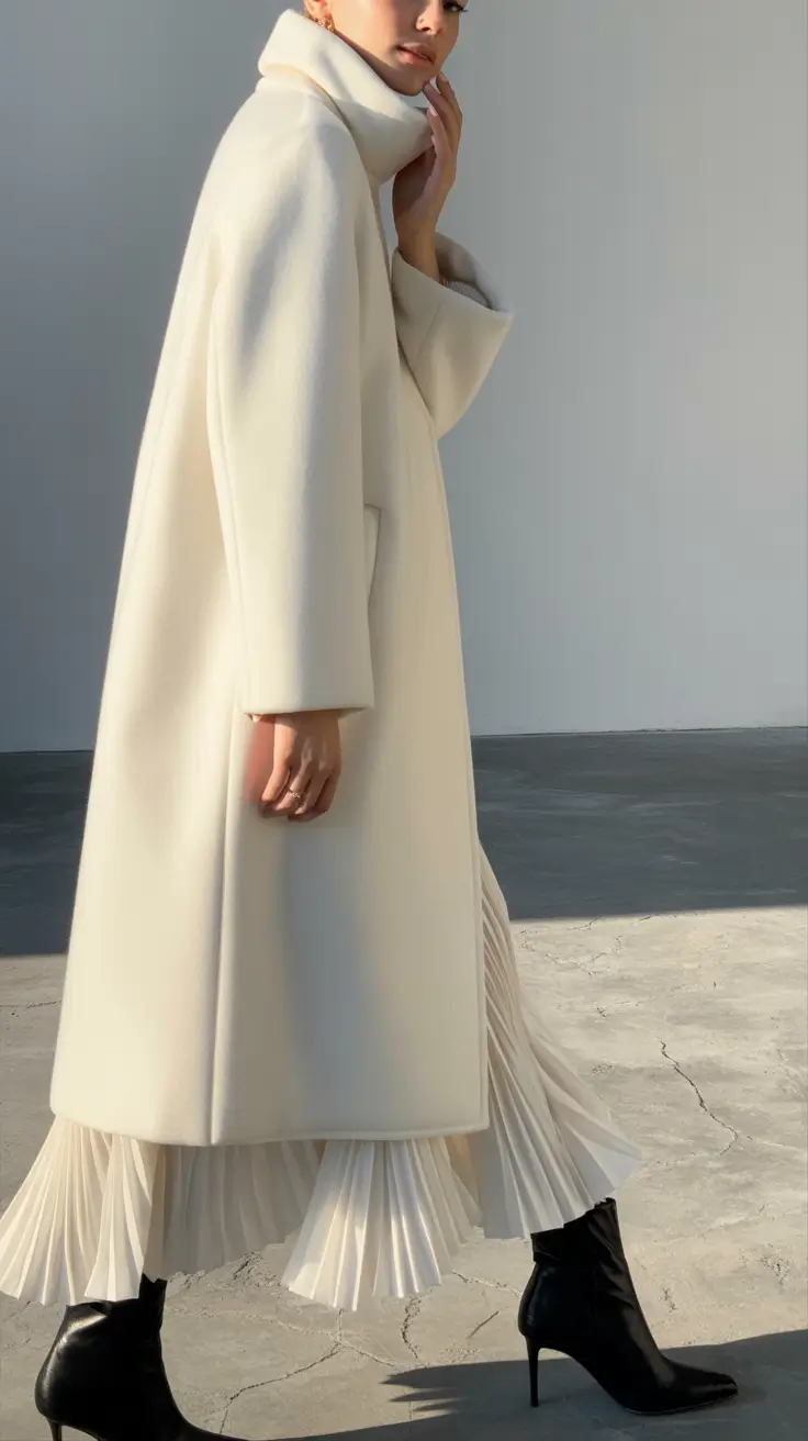 winter outfit inspo Soft Drama in Ivory Pleats