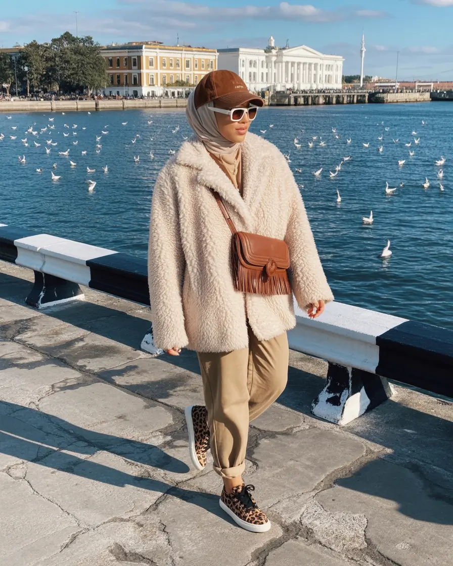 winter outfit inspo Modest Cool by the Water