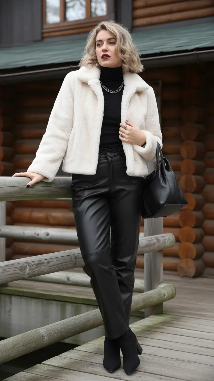winter outfit inspo Black and White Contrast Chic
