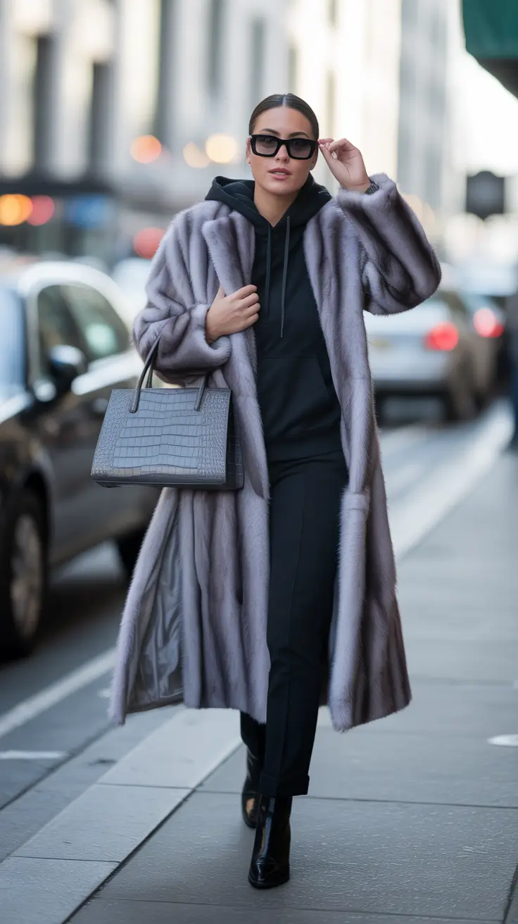 winter outfit inspo Fur Luxe Meets Urban Cool
