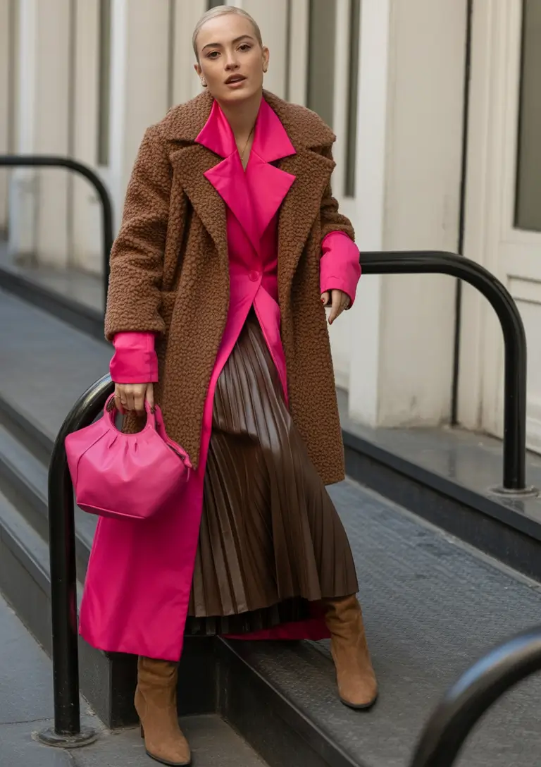 winter outfit inspo Unexpected Pop of Pink