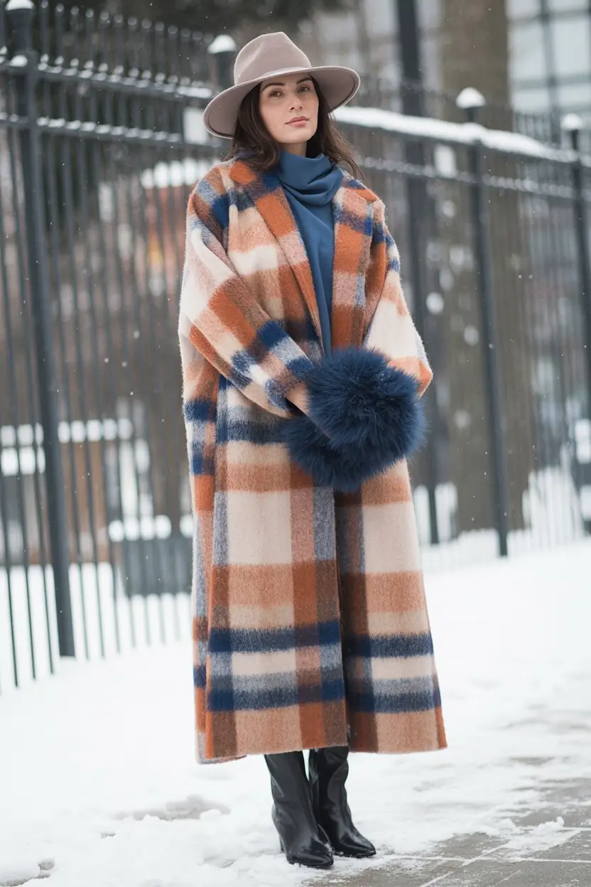 winter outfit inspo Plaid Perfection in the Snow
