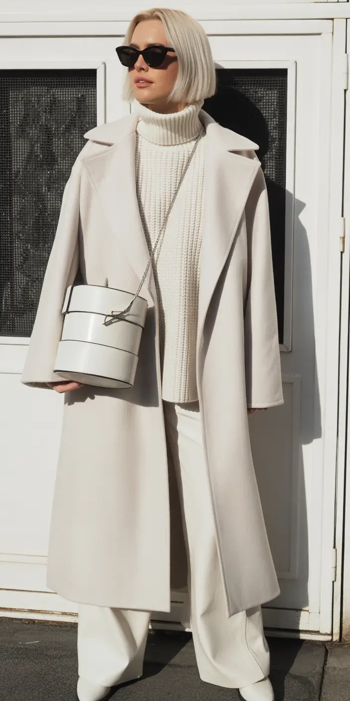 trendy winter outfits All-White Luxe Minimalism
