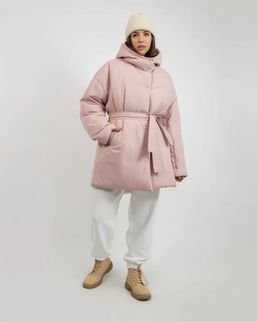 plus size winter outfits Soft Pink Puff With Practical Edge