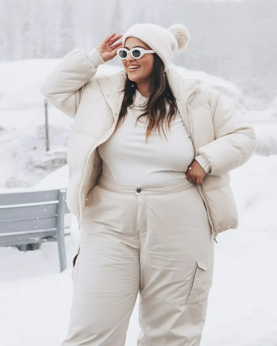 plus size winter outfits All-White Snow Queen Energy