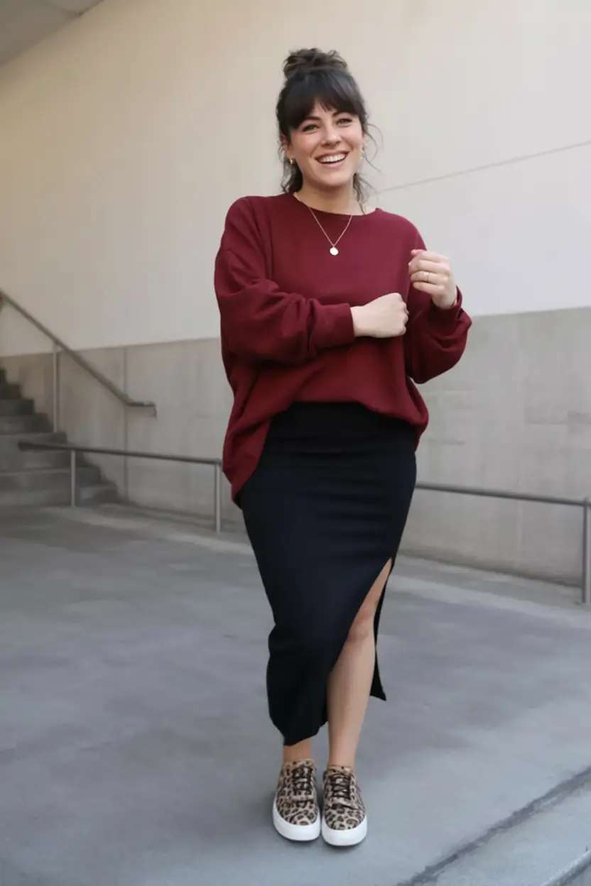 plus size winter outfits Relaxed Chic With a Skirt