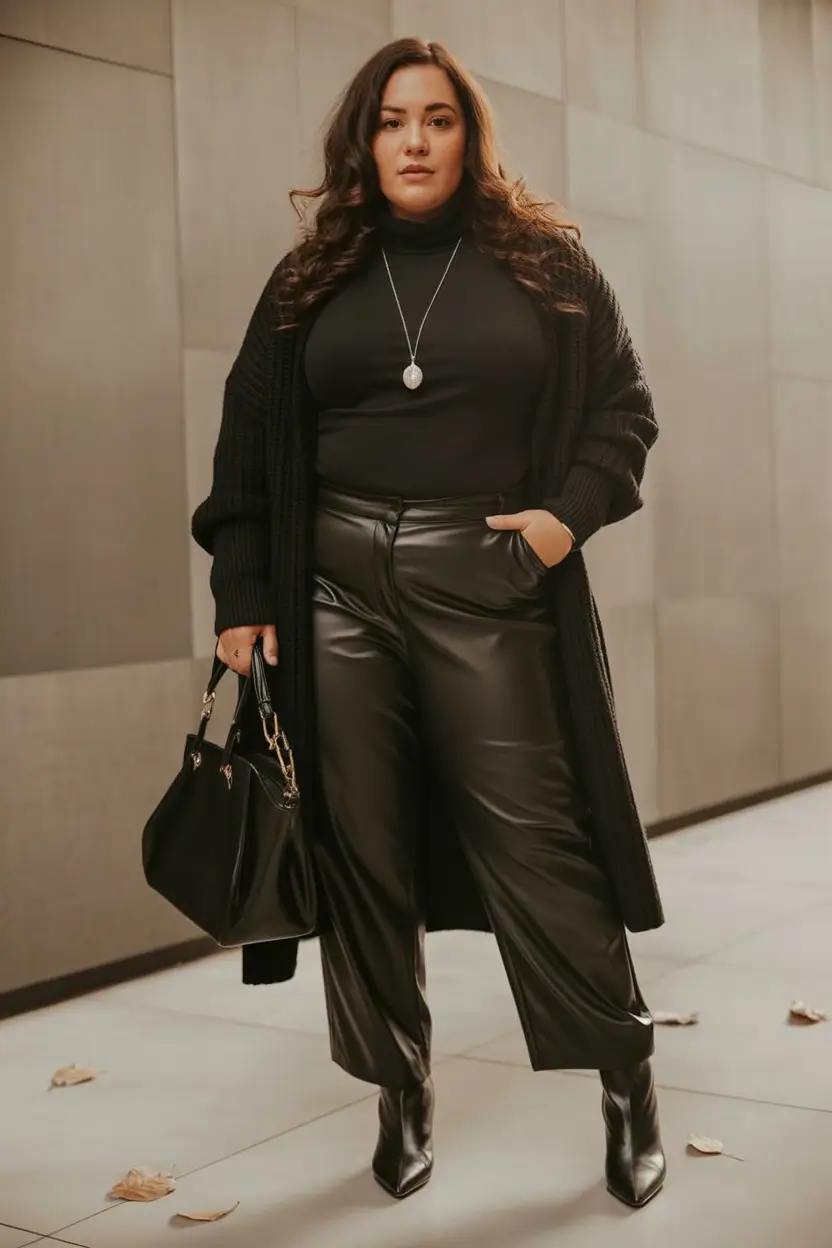 plus size winter outfits Edgy All-Black Confidence