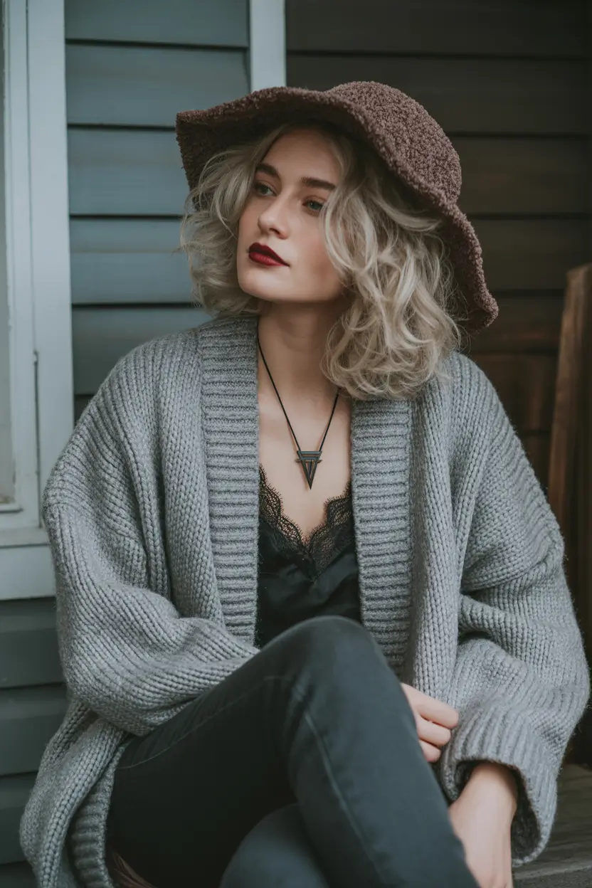 plus size winter outfits Boho Cardigan Layers