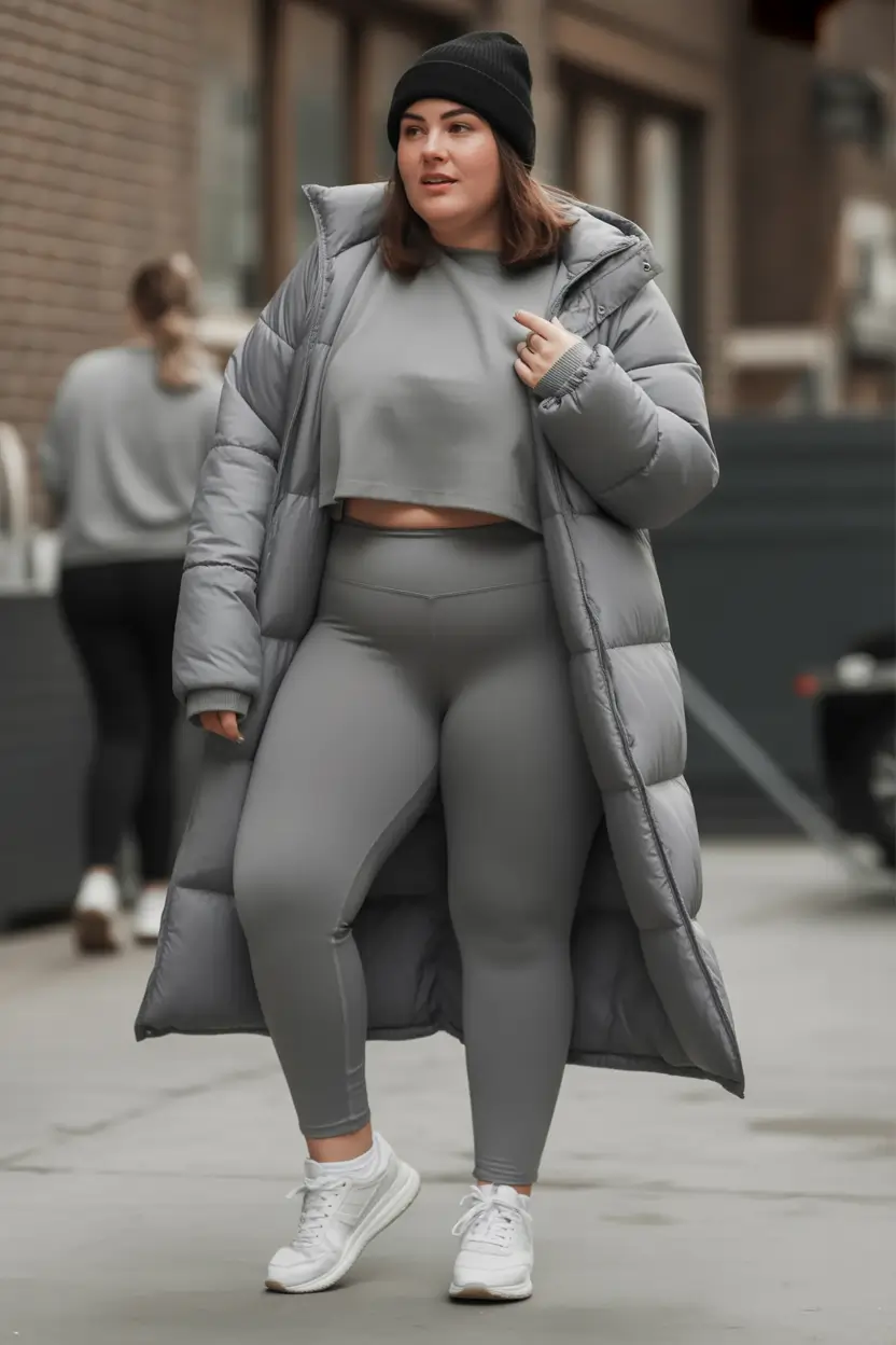 plus size winter outfits Sporty Grey Streetwear