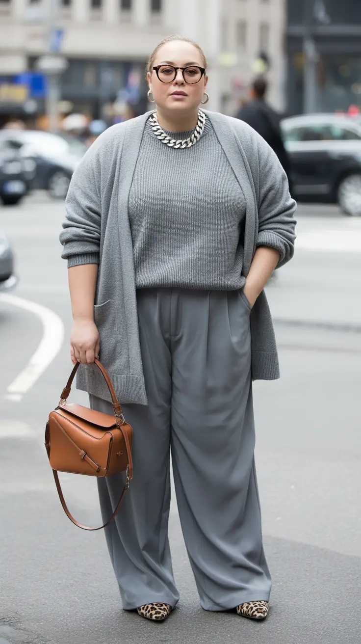 plus size winter outfits Shades of Grey Sophistication