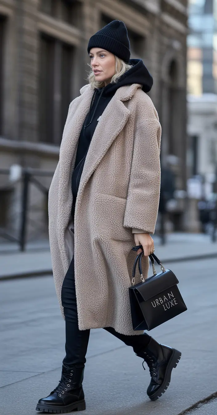 winter fashion outfits Streetwear Edge with Teddy Coat