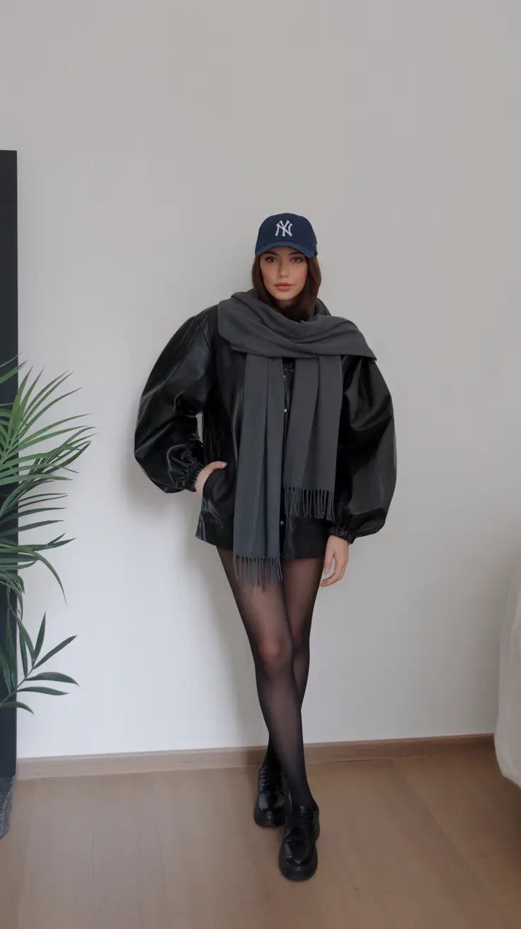 winter fashion outfits Baseball Cap Meets Puffy Glam