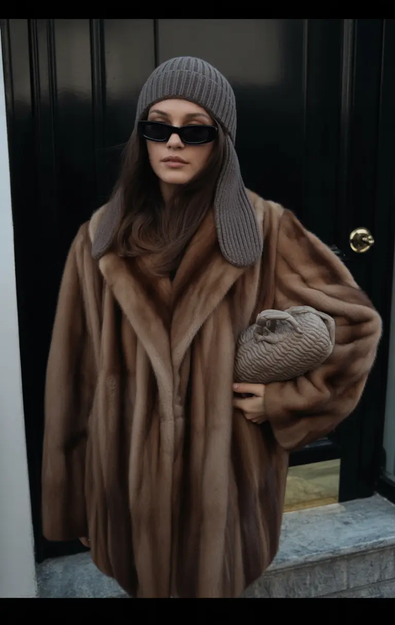 winter fashion outfits Fur and Knit Fusion with Bold Accessories