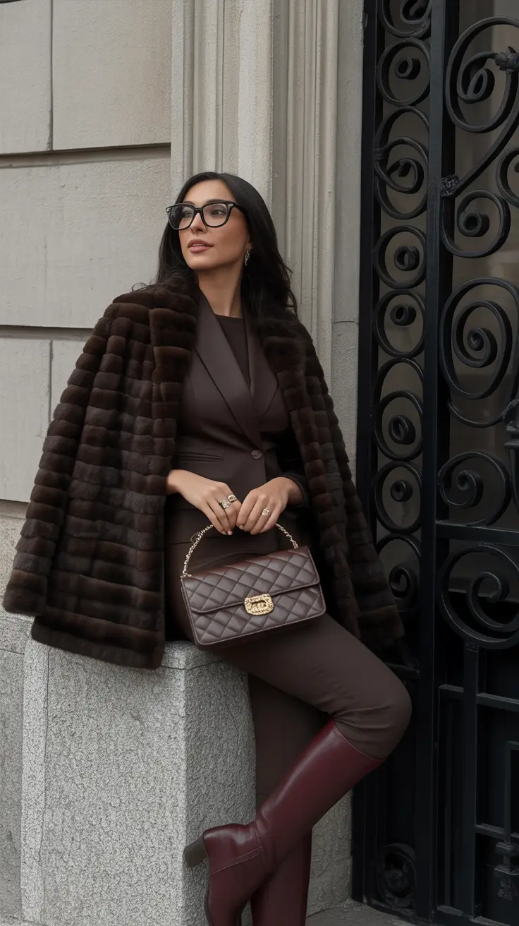 winter fashion outfits Power Suit with Fur-Lined Prestige