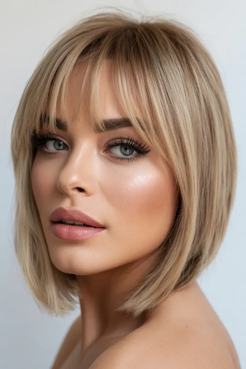 winter-haircuts-Sleek-Bob-with-Curtain-Bangs