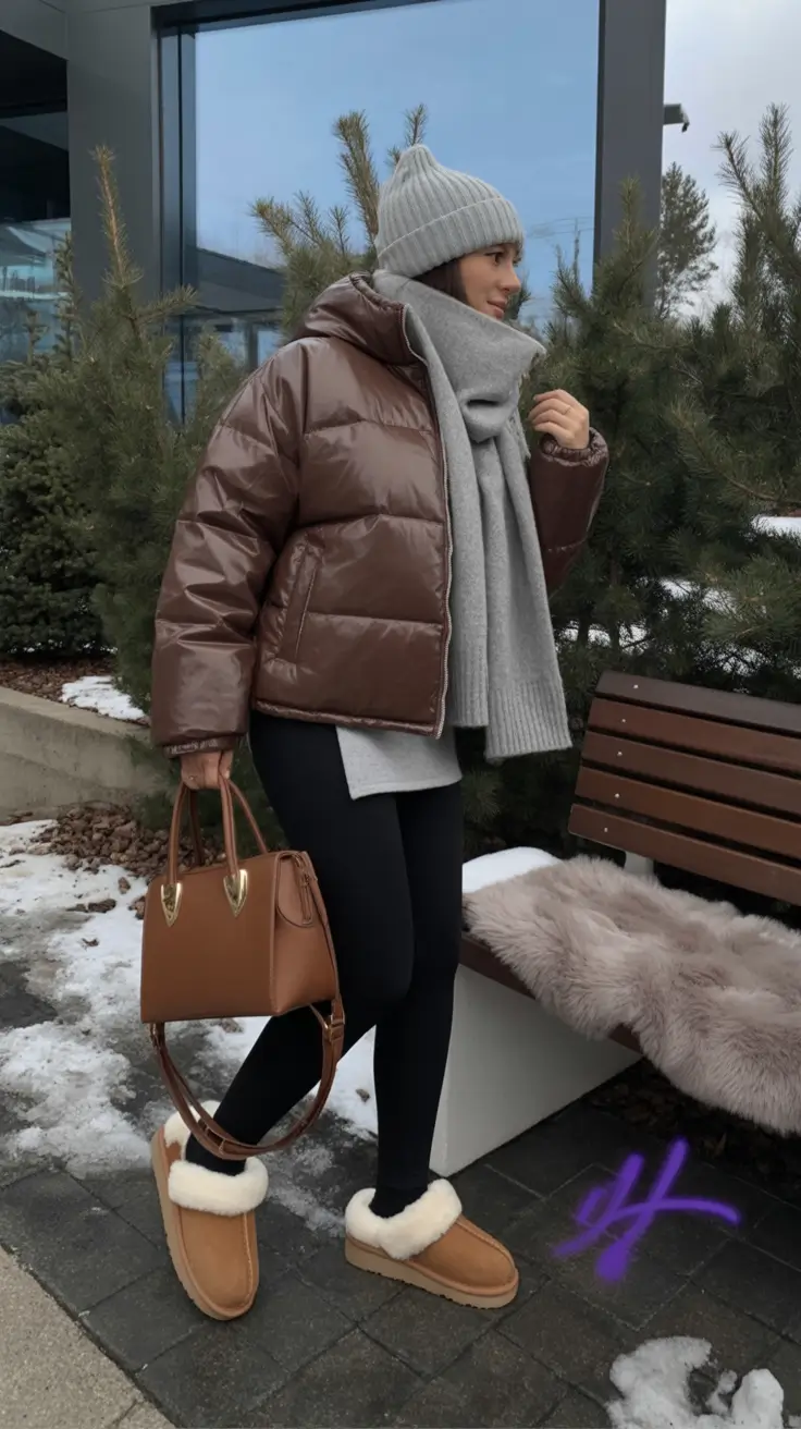 uggs outfit Outdoor Chic with Puffy Layers