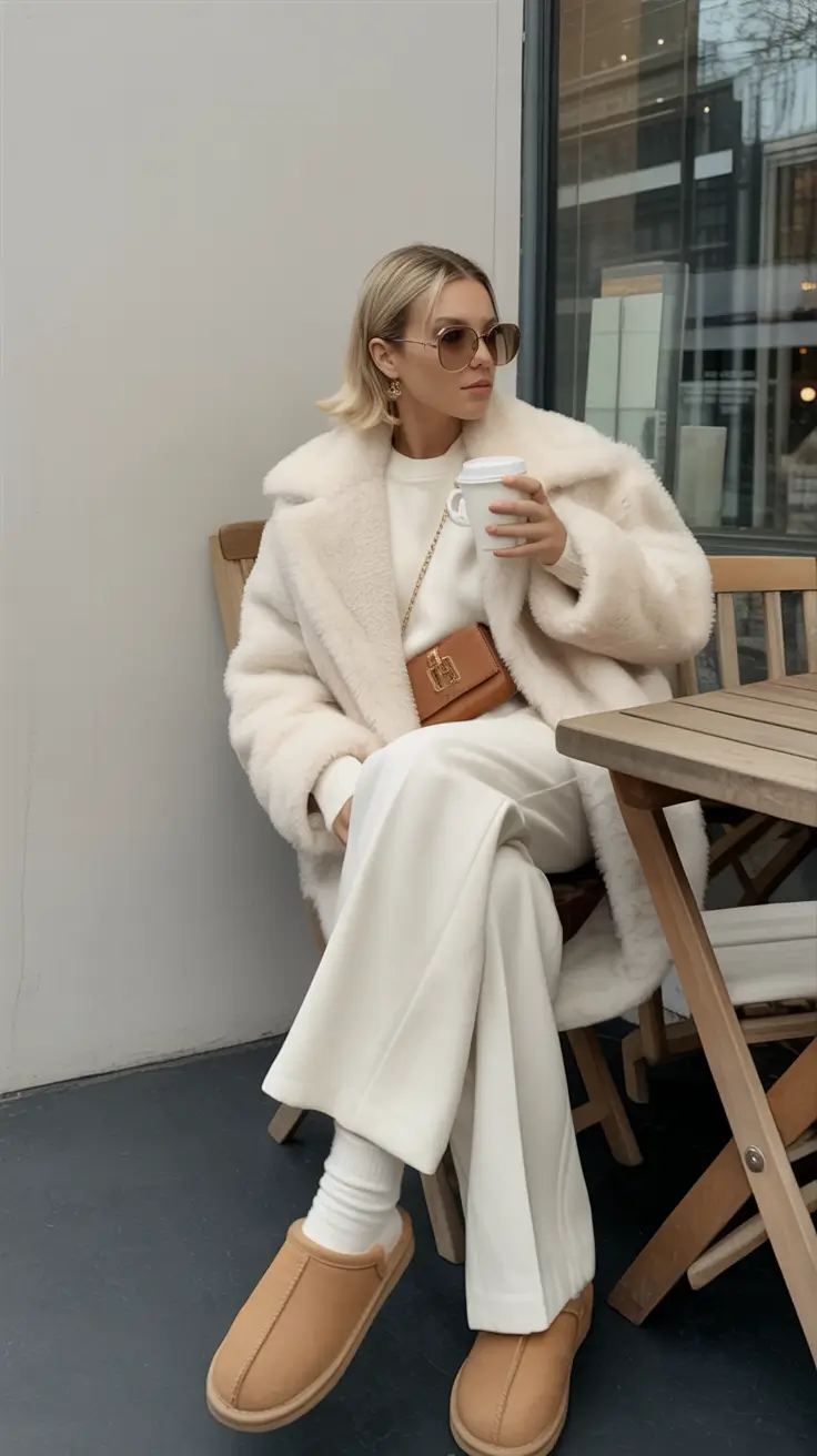 uggs outfit Monochrome White Elegance