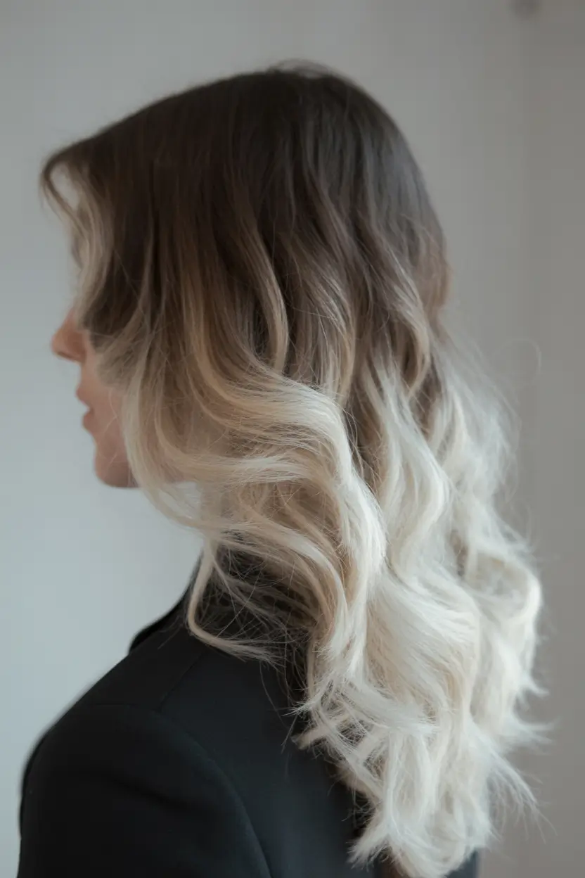 winter hair colors balayage Frosty Ash Balayage with Loose Waves