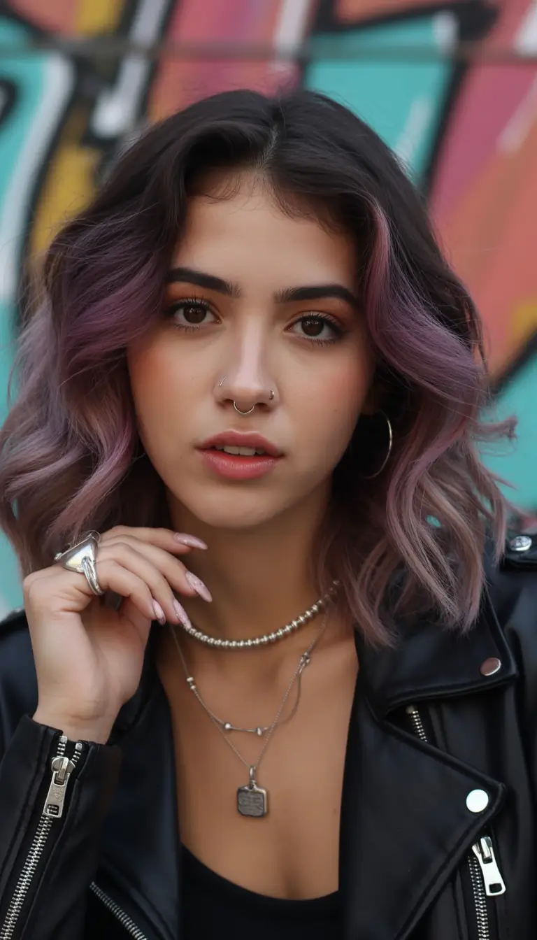winter hair colors balayage Dusty Mauve Balayage with a Rocker Edge