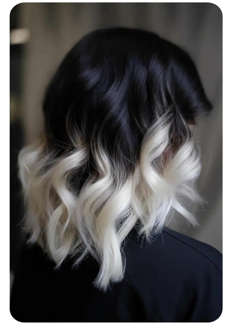 winter hair colors balayage Monochrome Balayage in Black and White