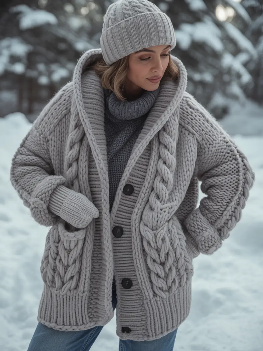 winter capsule wardrobe Chunky Knit Layers for Winter Escape