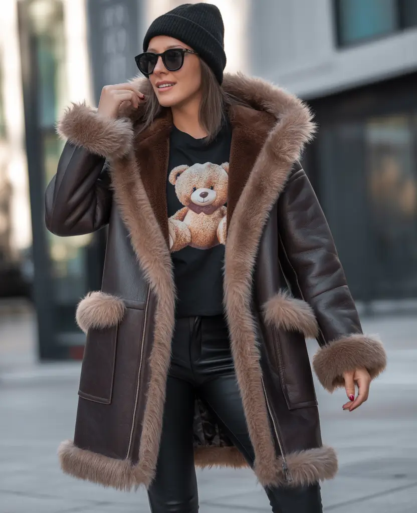 winter capsule wardrobe Playful Edge with Shearling Trim