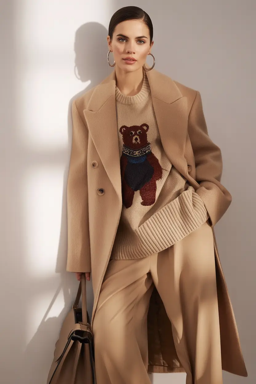 winter capsule wardrobe Whimsical Knits with Camel Coats