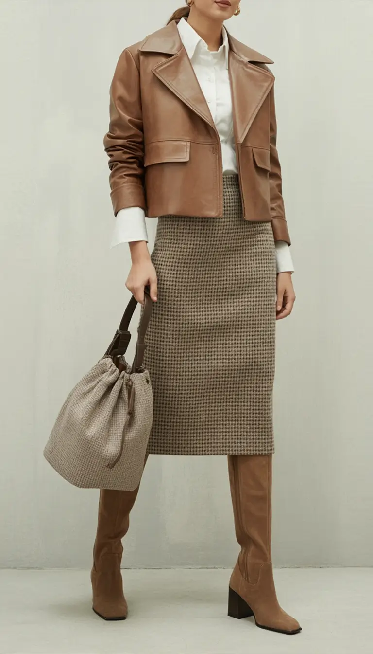 winter capsule wardrobe Retro-Inspired Elegance with Leather Accents