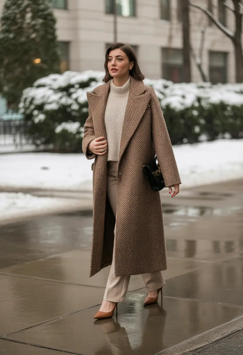 winter capsule wardrobe Classic Herringbone with Timeless Layers
