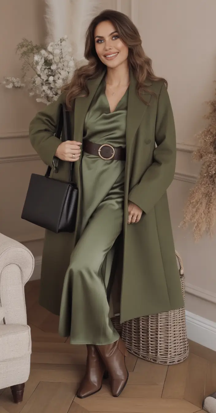 winter capsule wardrobe Earthy Greens with Luxe Silhouettes