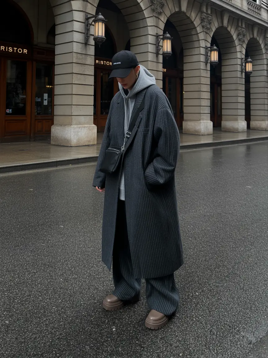 nyc winter outfits Oversized Grey With Street Minimalism
