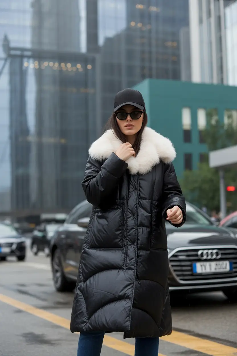 winter outfits cold Black-and-White Cool Girl Puffer