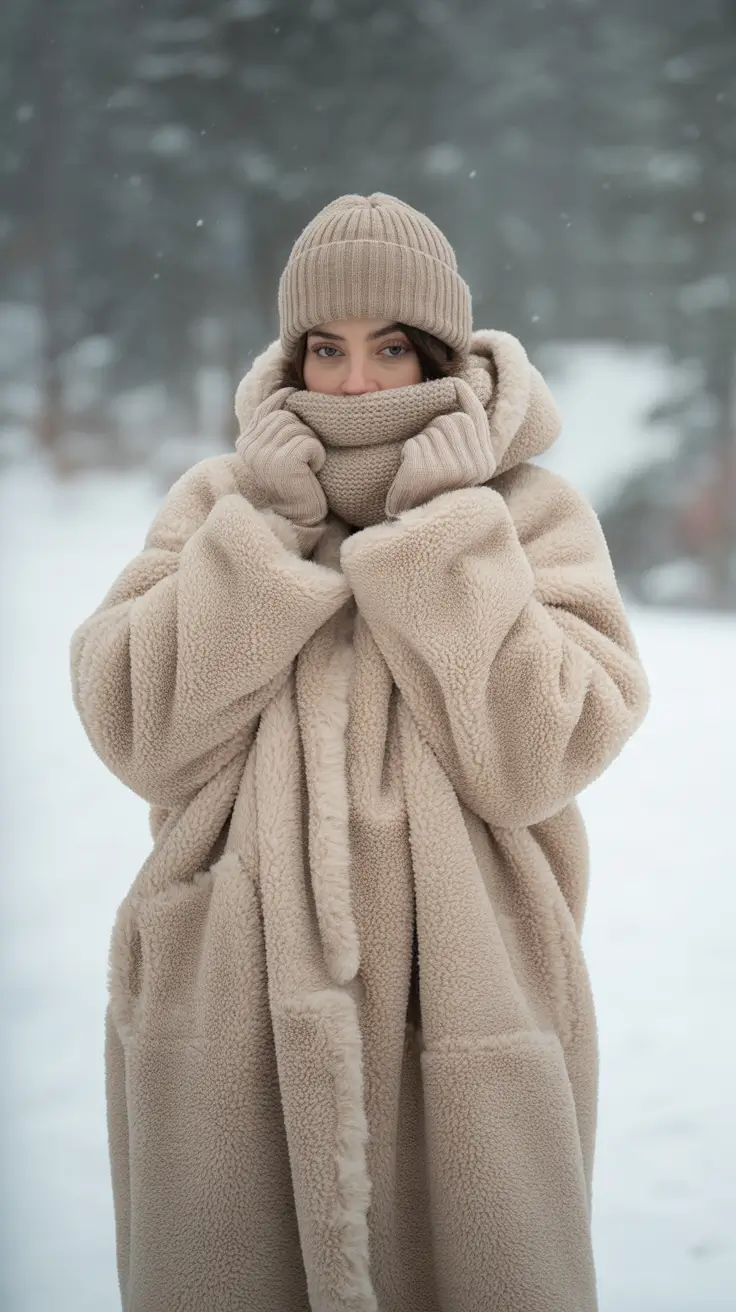 winter outfits cold Wrapped in Beige Comfort