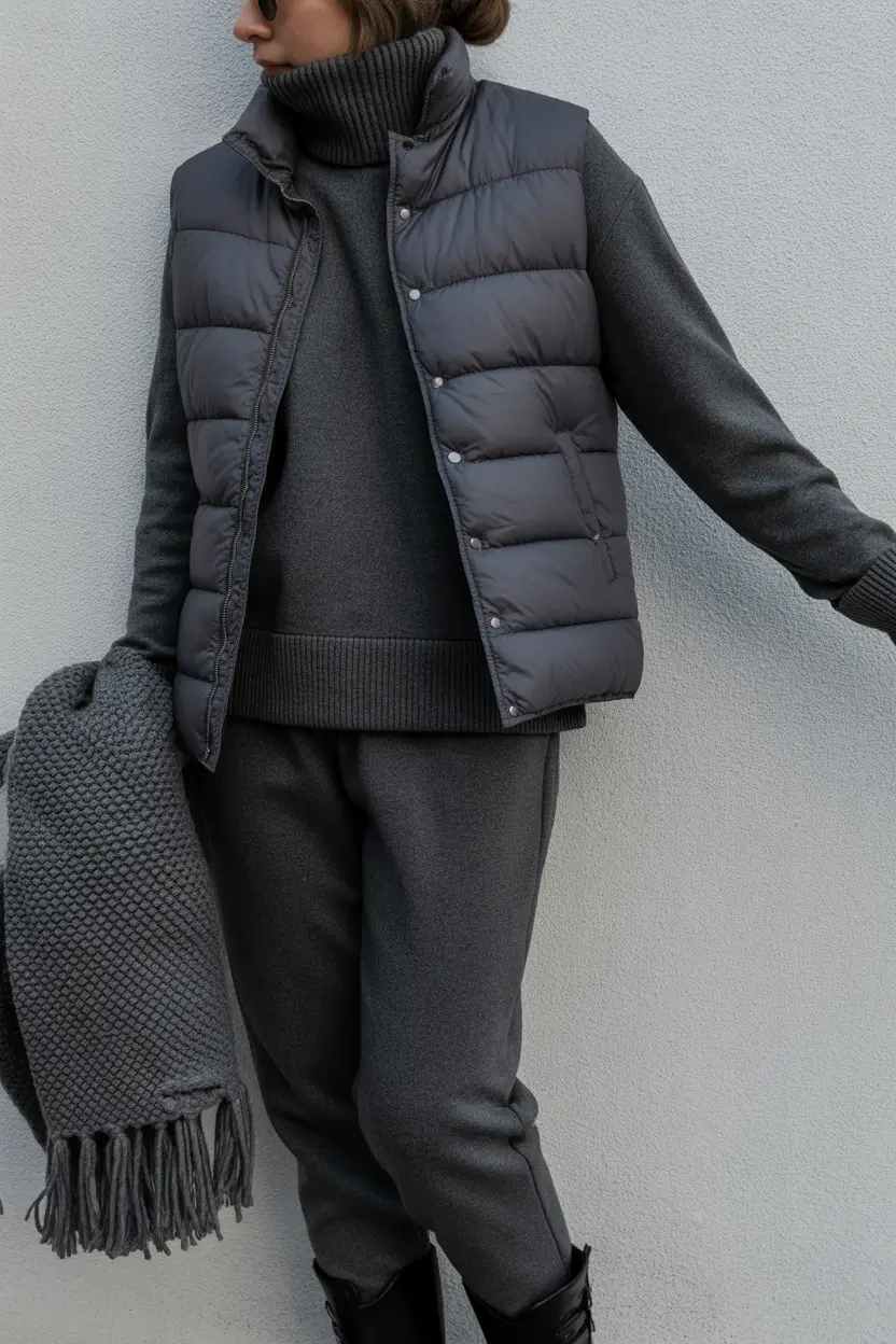winter outfits Layered Charcoal for Effortless Comfort