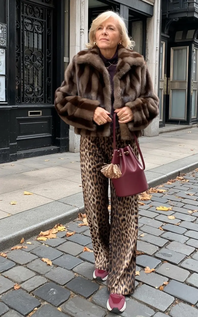 winter outfits Animal Print Meets Vintage Fur