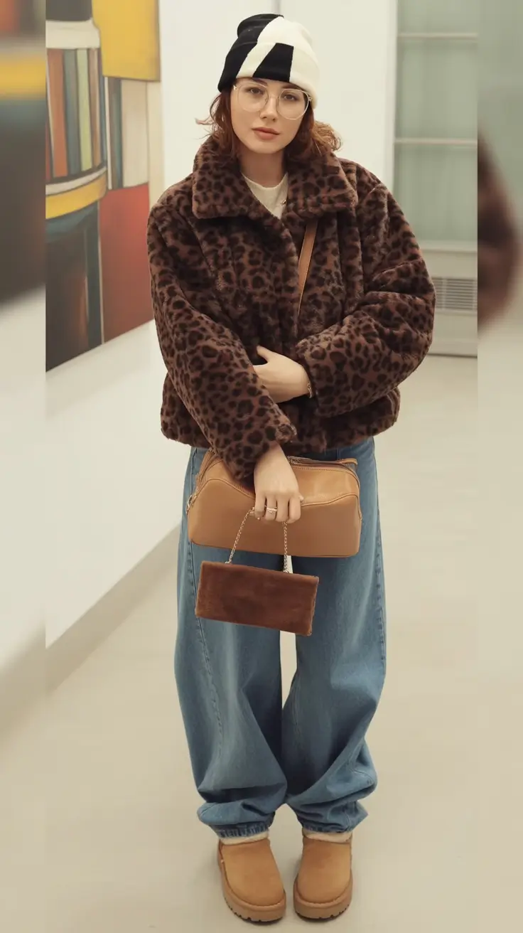 winter outfits Playful Leopard for Everyday Comfort