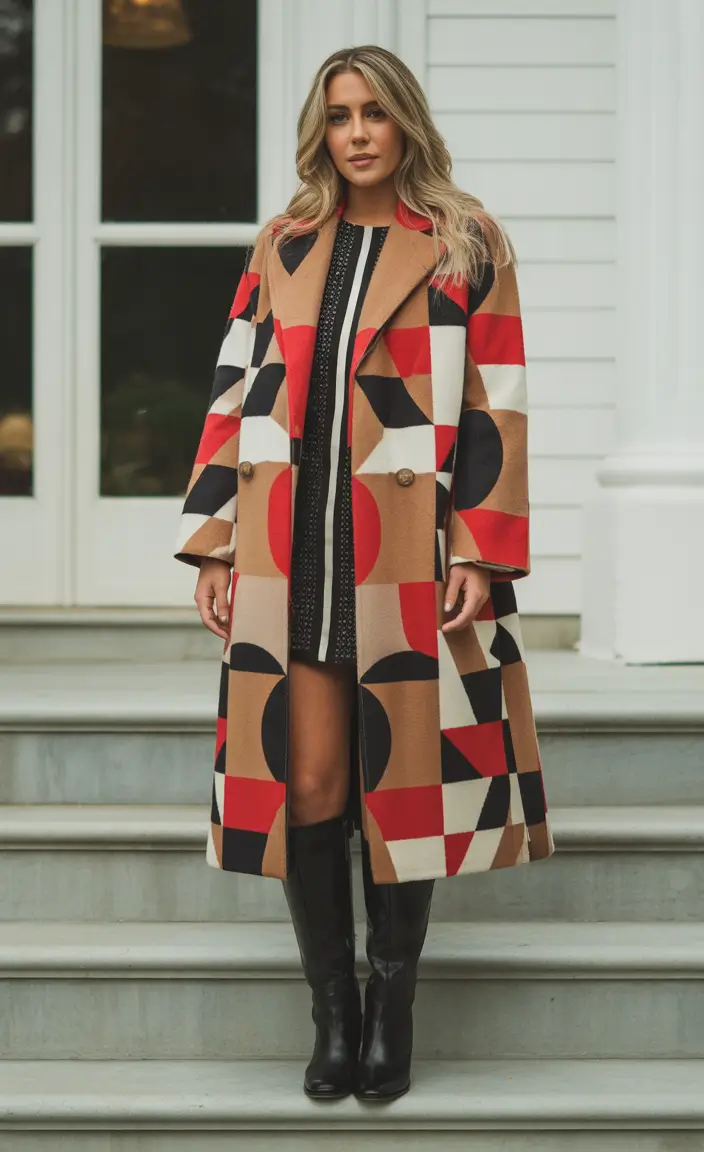 winter outfits over 40 Graphic Outerwear with Retro Flair