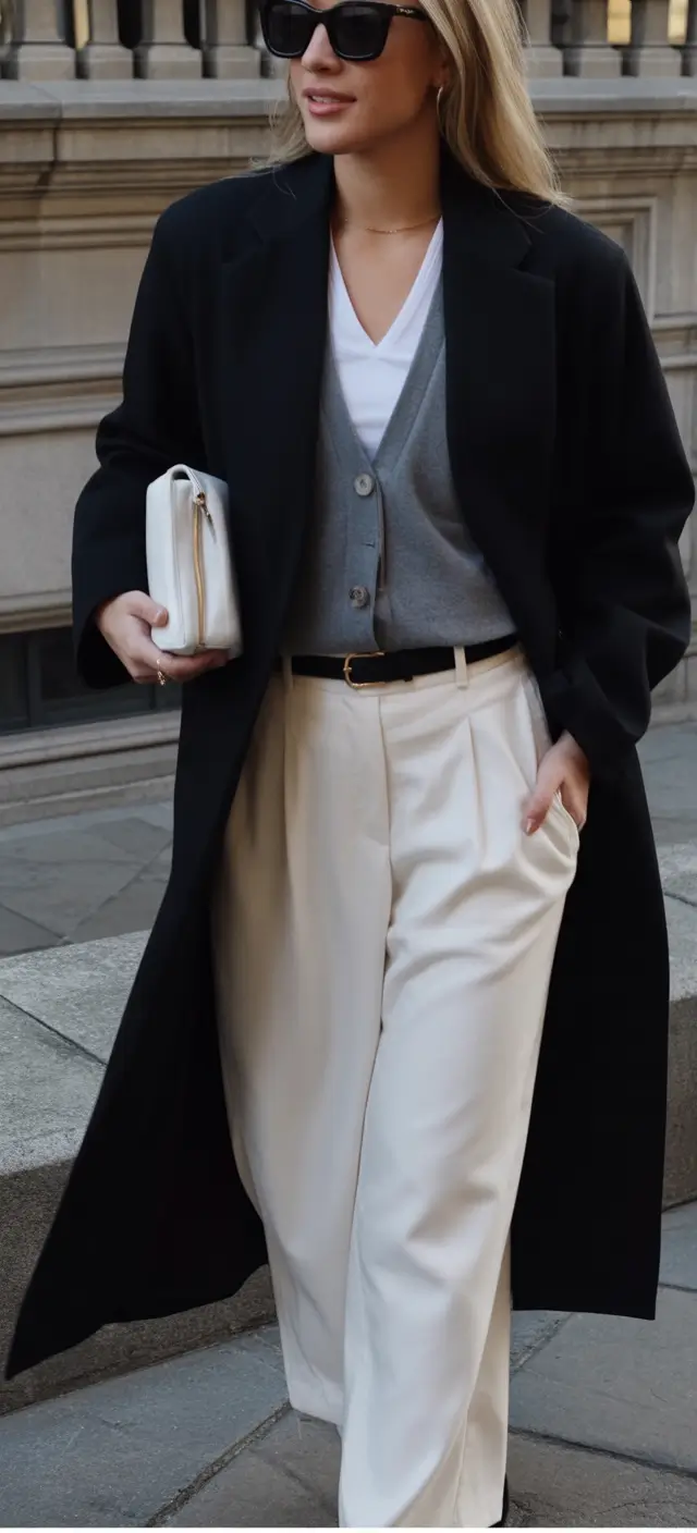 winter work outfits Black and White Minimal Layers
