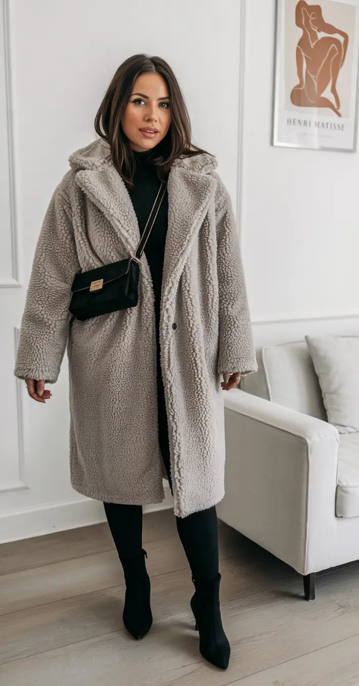 winter work outfits Shearling Teddy Chic