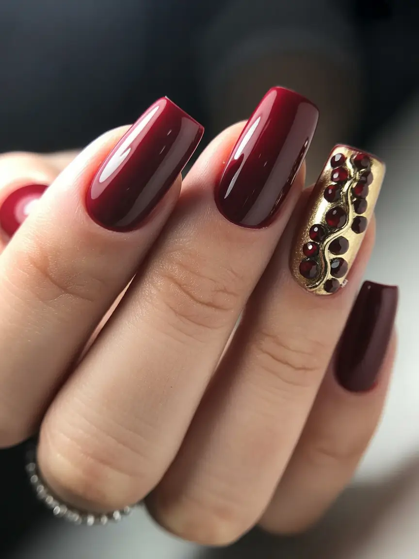 Burgundy Nail Colors for Winter Golden Garnet Luxe