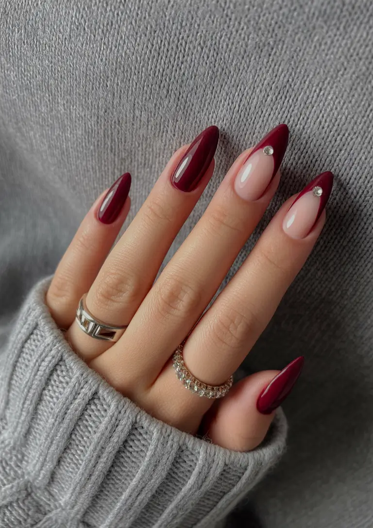 Burgundy Nail Colors for Winter Burgundy Moonlight Tips