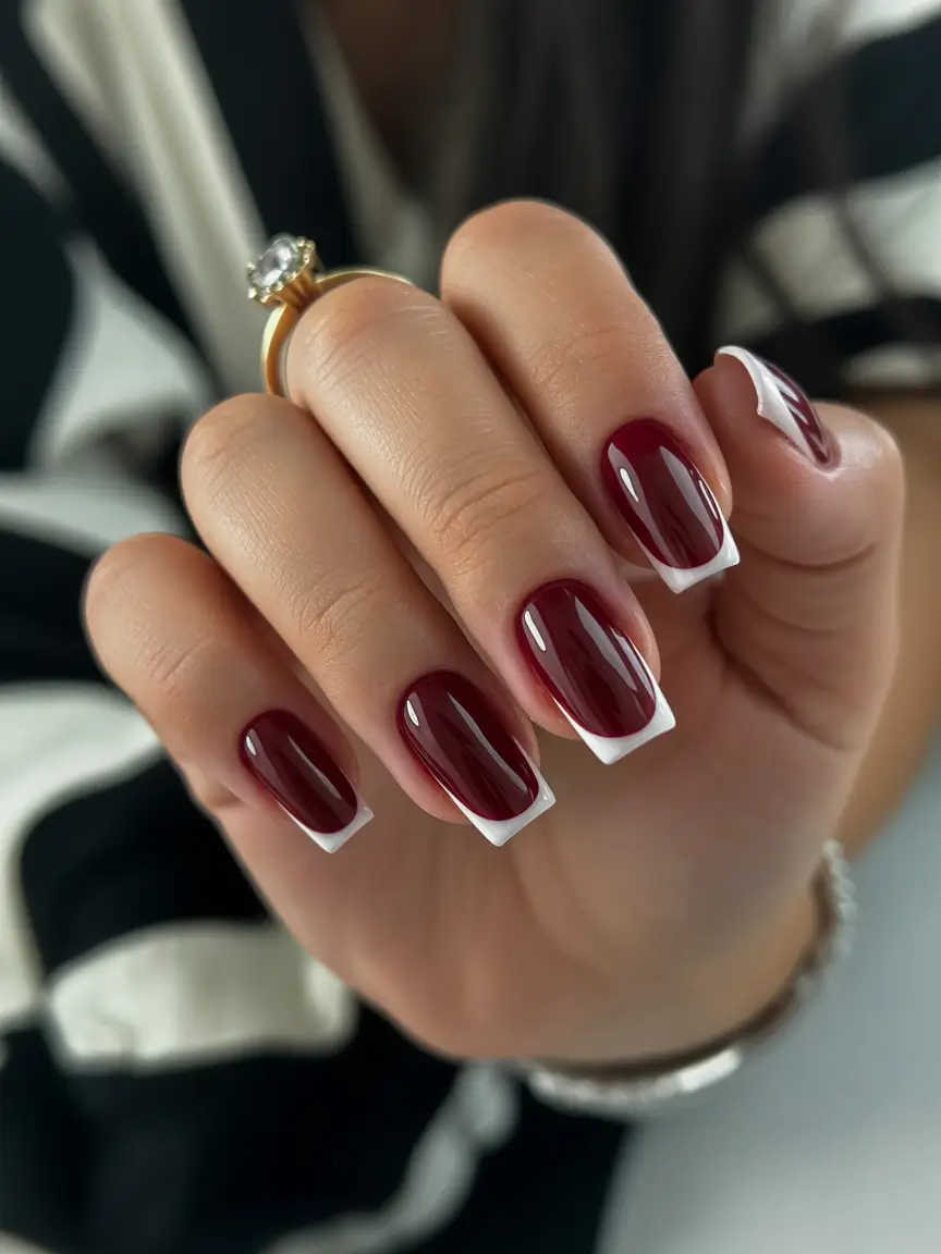 Burgundy Nail Colors for Winter Classic Burgundy French