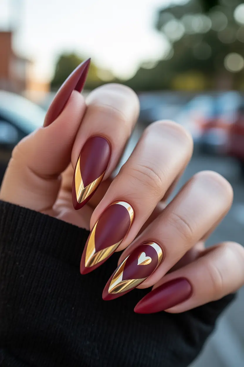 Burgundy Nail Colors for Winter Golden Hour Burgundy