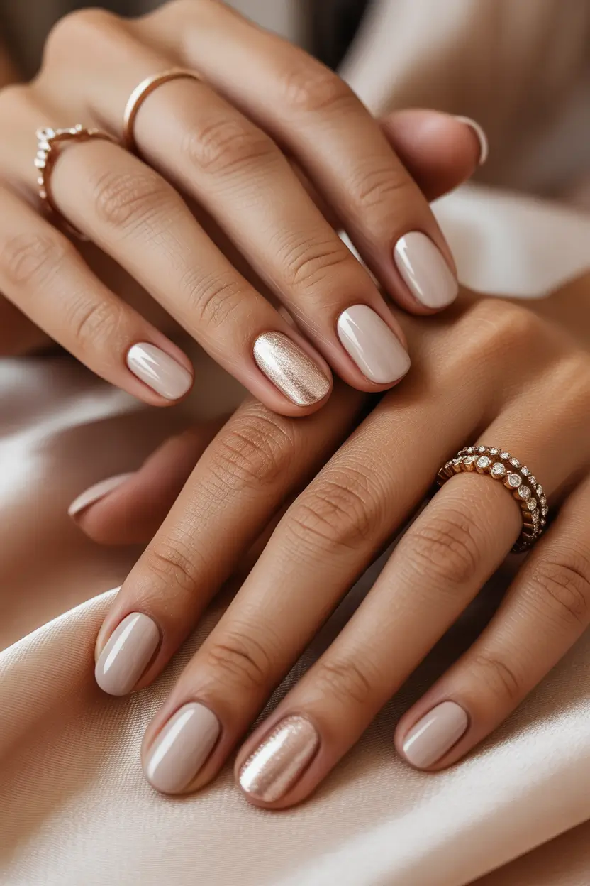 classy winter nails Champagne Nude Elegance