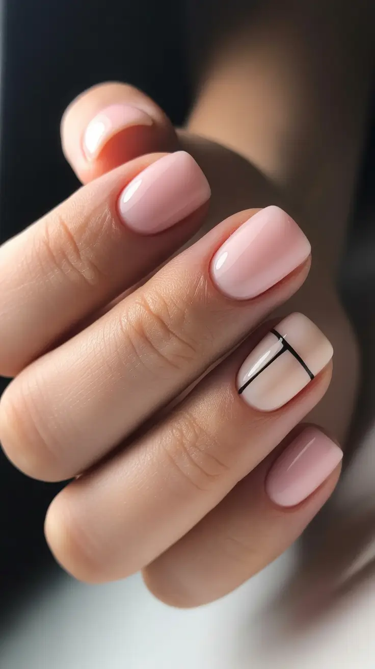 classy winter nails Minimal Blush Geometry