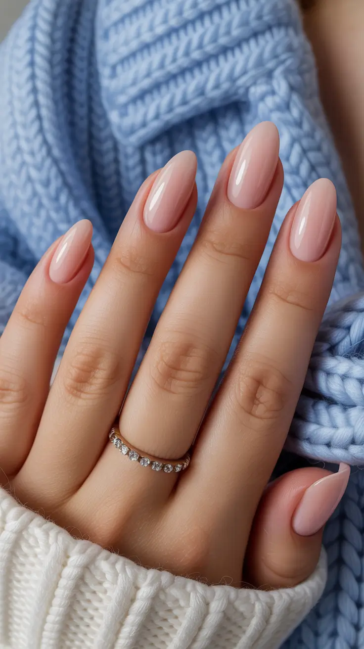 classy winter nails Soft Almond Nude Glow